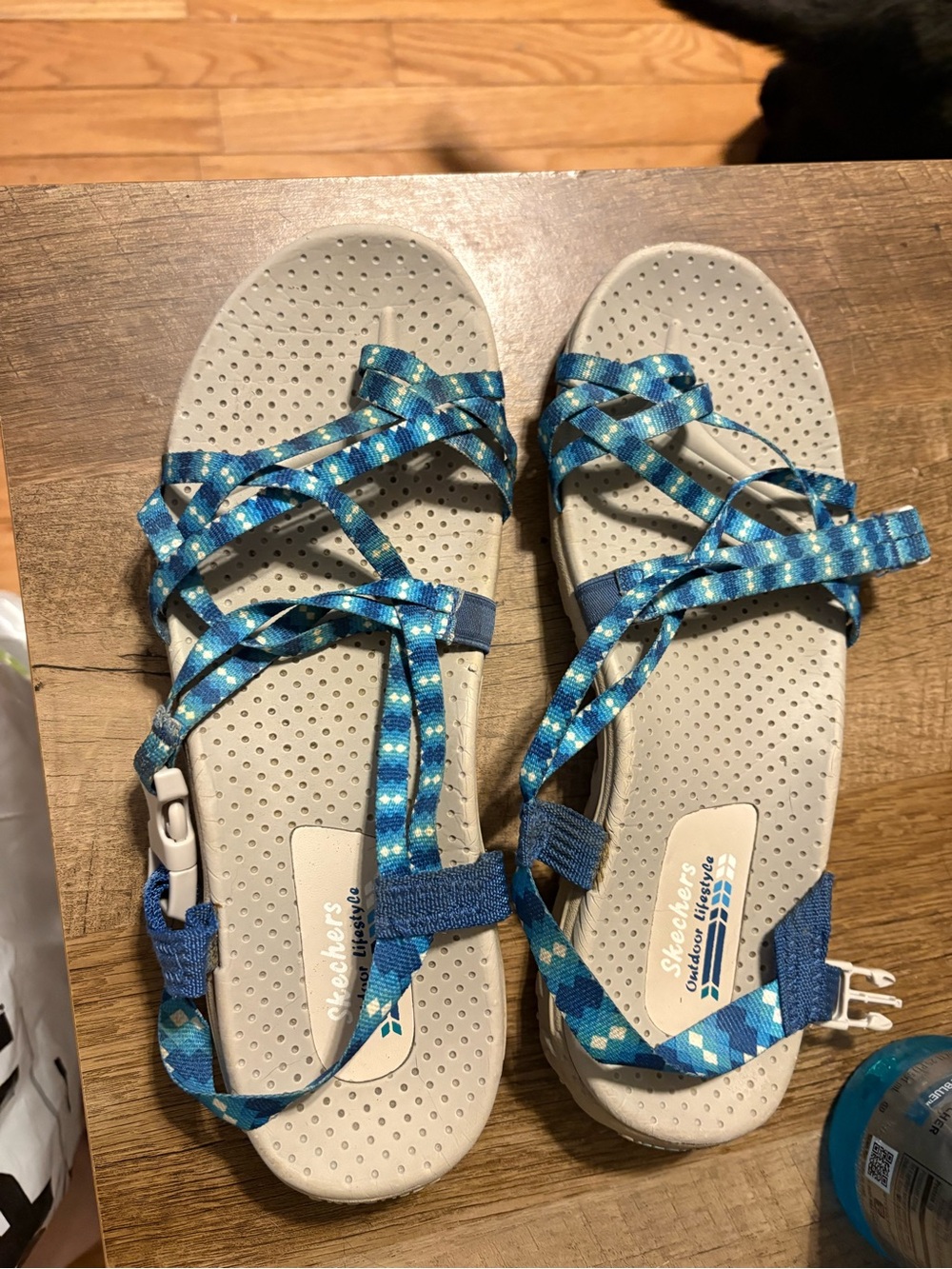 Skechers Girls Blue Patterned Strappy Sport Sandals